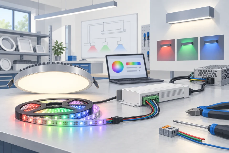 Illustration: LED-Leuchten incl. RGB Steuerungen