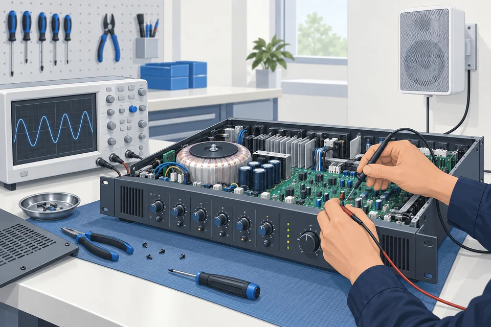 Illustration zum Thema Reparatur professioneller Audiotechnik