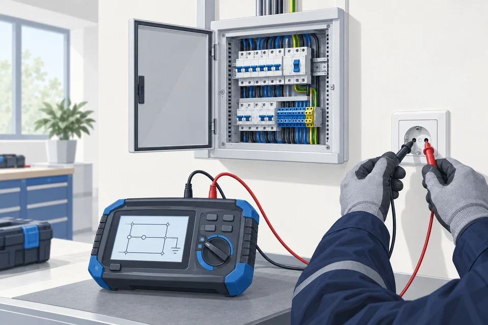 Illustration zum Thema Prüfung elektrischer Anlagen und Geräte