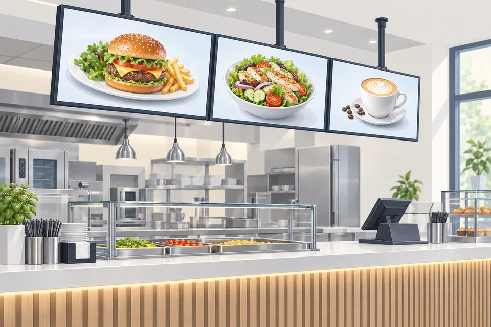 Illustration: Speisen und Warendisplays