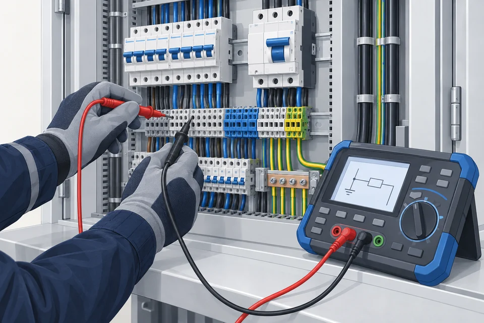 Illustration: Elektrische Prüfung der installierten Anlage