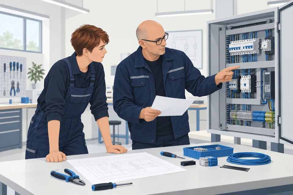 Illustration: fachliche Begleitung beim Lernen in der Werkstatt